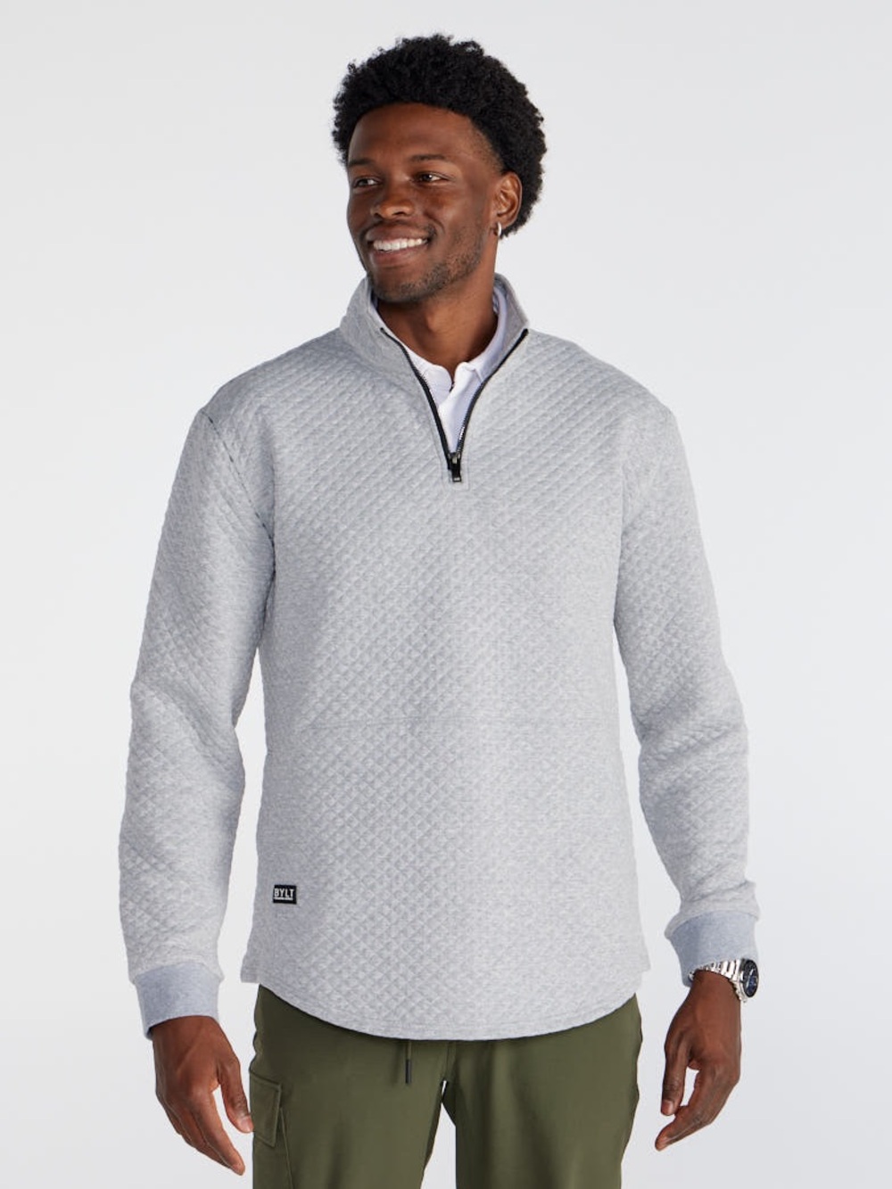 BYLT Basics Padded Fairway grey quilted quarter zip sweater men’s size XXL